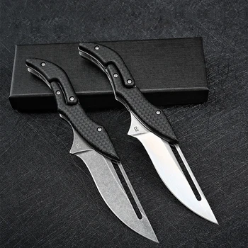 Нож D2 Стомана Механичен сгъваем нож за лов на открито Оцеляване в къмпинг EDC Джоб за Инструменти ножове Преносима писалка от найлон и фибростъкло