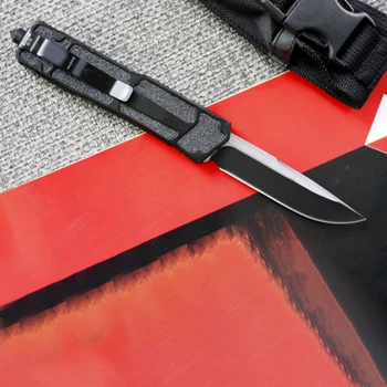 Нож Micro OTF Tech серия SC Стоманен нож 440C с с едно ръба на Твърдост 57HRC, ръкохватка от въздухоплавателни средства, алуминиева сплав, нож за самозащита