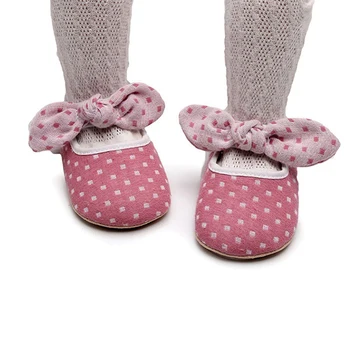 Обувките Мери Джейн за малки момичета, каре, навързани лък, Ежедневни обувки на принцесата на равна подметка за новородени