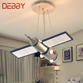 Окачен лампа DEBBY Children ' s Spaceship LED Creative Fashion Cartoon Light за детска стая с дистанционно управление с потъмняване в детската градина