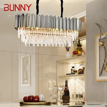 Окачен лампа във формата на ЗАЙЧЕ, постмодернистская led лампа с двоен кристал, луксозни лампа за домашна трапезария, хол