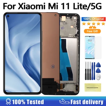 Оригинални LCD дисплей За Xiaomi Mi 11 Lite LCD дисплей M2101K9AG СЪС Сензорен Екран, Цифров Преобразувател В Събирането За Xiaomi Mi 11 Lite 5G LCD дисплей