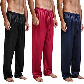 Панталони 2023, пижами, Свободни управление за нощни ризи, Пижами, Домашно облекло, сатен мъжки панталони, Дълги копринени пижами за сън