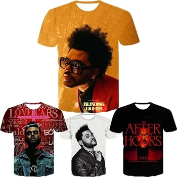 Певицата на The Weeknd, тениски С 3D принтом, Мъжки И дамски Модни Тениска на The Weeknd, Градинска Облекло В Стил Хип-Хоп, Тениски, Удобни