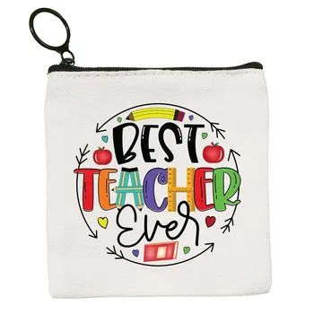 Подарък за училището Beat Teacher Портфейл за монети Love Teacher Портфейл с цип Чанта за ключове Малък джоб за пари Сладък подарък за детска чантата