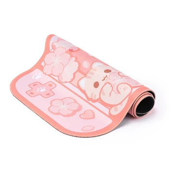 Подложка за мишка за прекрасни розови котки Сакура Тенис на мат Водоустойчив Нескользящие Аксесоари за лаптоп Аксесоари