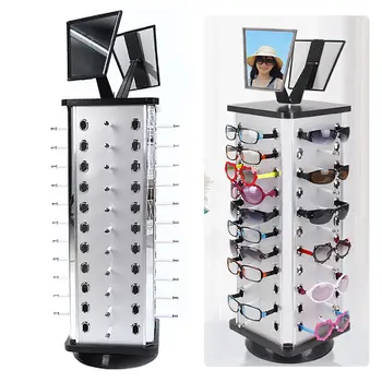 Поставка за очила от 44 двойки с огледални стъкла, Багажник за изложбата на стоки, въртящи се на 360 °, Държач за дисплея на слънчеви очила Отделно стоящ