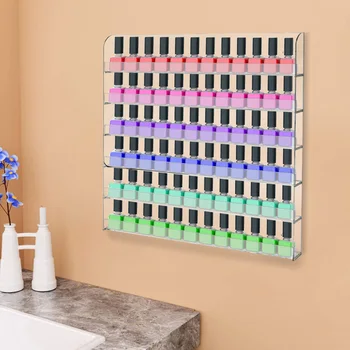Поставка за показване на 96 бутилки акрилния лак за нокти, стенни прозрачна поставка за показване на лак за нокти