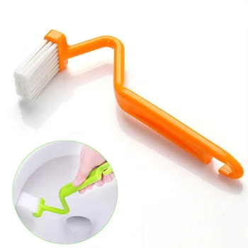 Практически четка за почистване на тоалетната чиния с извита дръжка, с V-образна форма на Пречистване, Скрубер за ъглова кухня, Аксесоари за баня