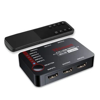 Преминете видеомикшера TESmart 5 в 1 с дисплей Full HD 18 Gbit/с HDCP 2.2 HDR EDID CEC 4K60HZ HDMI switch