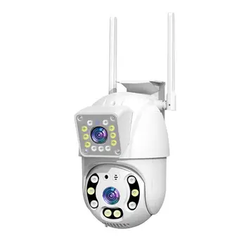 Приложение 4MP UHD V360Pro с двоен обектив, full color изкуствен интелект, за откриване на Хуманоиди, Безжична PTZ IP куполна камера дома за сигурност, видео-наблюдение, следи бебето