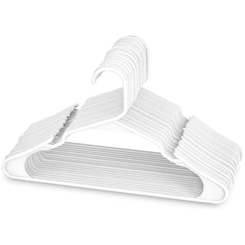 Промоция! Бели пластмасови закачалки, Пластмасови закачалки за дрехи, идеални за ежедневна стандартните употреба, Закачалки за дрехи (бели, 20 опаковки)