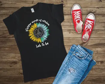 Прошепчите Думи на Мъдростта, Let It Be Sunflower Дамски Приталенная тениска Small-2XL с дълъг ръкав