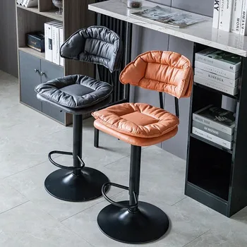 Регулируеми столове за салона на бара, Изчистен Високо столче, въртящи Скандинавски Бар стол, Височина багажник, Кожени аксесоари за бар Sgabello