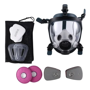 Респиратор с пълното съдържание на изпарения и прахови частици, с две касети с активен въглен, с маска за защита на очите