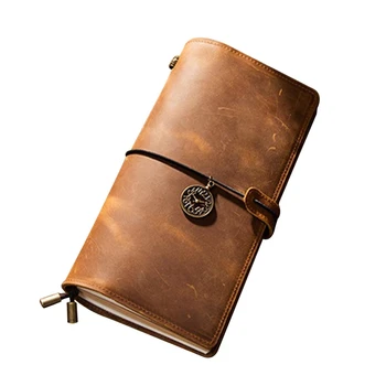 Ретро-бележник A6 Vintage Travelers Journal от естествена кожа ръчно изработени, за записи / Поети / Пътници /Дневни бележки