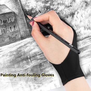 Ръкавици за рисуване с защита от сблъскване, с два пръста, със защита срещу износване, професионален художник, ръкавици за плосък таблет за рисуване, химикалки