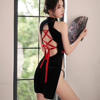 Секси бельо с висока цепка, без ръкави, Чонсам, Китайското традиционно секси рокля, Женски обтягивающее бельо Qipao