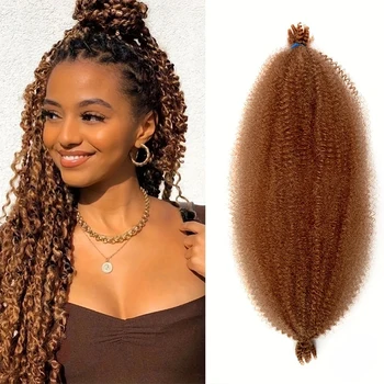 Синтетична коса, свързани с кука, предварително разделени пружинистые коса в стил афро, Къдрава Къдрава коса с пружинистым переплетением, заплитане на плитки за жени