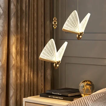 Скандинавски модерен стенен лампа с пеперуда, Минималистичная луксозно стълбище, Нощно шкафче, Фоново осветление за спалня, Украса за антре