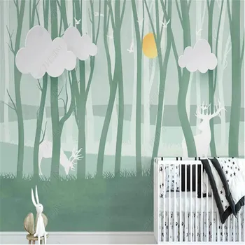 Скандинавските тапети за детска стая, Малък Свеж Горски лосове, детска стая, просто фон, тапети, начало декор, стенопис 3D