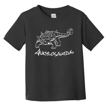 Скица анкилозавра, така праисторическо животно, динозавър, тениска за деца с дълъг ръкав