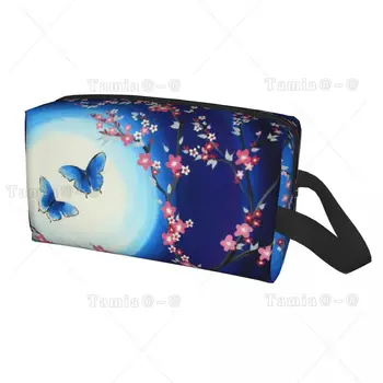 Сладко Японски Череша, цветя, пеперуди, Пътна чанта за тоалетни принадлежности, Дамски Цвете косметичка за грим, комплект за съхранение на козметика за красота