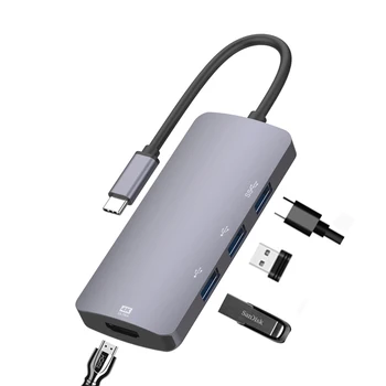 Слот USB-hub-Сплитер, Адаптер, съвместим с Type-C HDMI, Слот Адаптер 4 в 1 4K при 30 Hz, аксесоари за преносими компютри, Сплитер, докинг станция