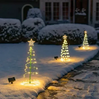 Слънчевата Коледно Дърво Светлина Открит Градина Стойка за Градински Led Наземна Лампа Ред Saterproof IP65 Звезда Фенер Декоративен Светлина