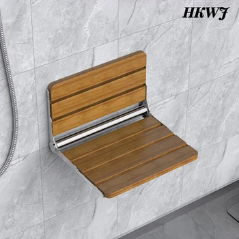 Стенен сгъваем стол Седалка за душ Седалка за душ в банята на Стол за тоалетна пейка за душата на Дървена поставка за крака за плуване Спестяване на място