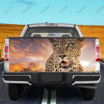 Стикер на задната врата на камиона Леопард с HD-деколью, универсална, подходяща за пълен размер на камиони, устойчив на атмосферни влияния и е годна за автомивки