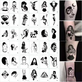 Стилна ръка, крак, боди арт, инструмент за красотата на ръцете, Черни фалшиви татуировки, стикери с цветя, временни татуировки, стикери с татуировки
