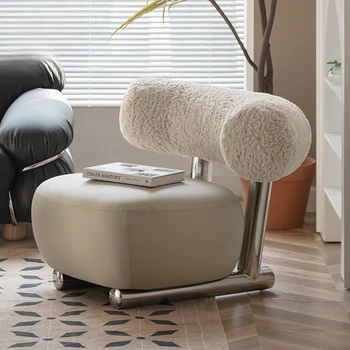 Стол-шейни, хол, стол за почивка, малък кът, модерен и лесен единична диван-стол от овче кадифе