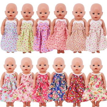 Стоп-моушън облекло, рокля-прашка с цветен модел, подходящи за 18-инчови американски куклен момичета и 43 см., нова детска нещо Reborn, подарък за малки момичета от ново поколение
