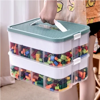 Строителни блокове, Кутия за съхранение на детски играчки, Пластмасов Прозрачен Органайзер за бижута Кутия за съхранение на инструменти в стил Scrapbooking
