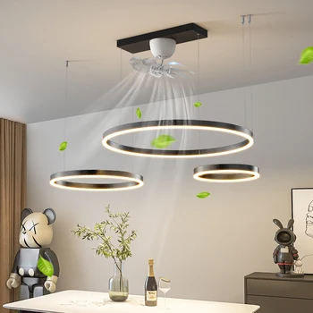 Тавана лампа с вентилатор в хола, за защита на очите на пълния спектър, Полилеи във формата на цветя, Полилеи с bobble главата, електрически вентилатор с изключване на звука