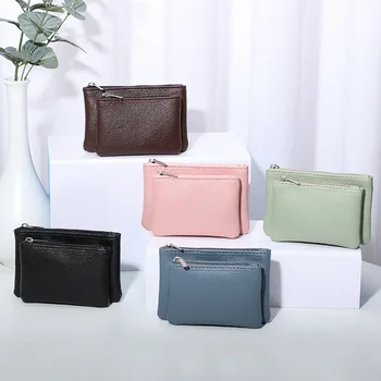 Тази тенденция е Нова Мини-компактна чанта за картички, чанта за съхранение на резервни ключове, кратък портфейла на двоен цип, Женски Модерен Преносим