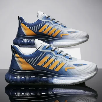 Тенденция мъжки ежедневни обувки, леки маратонки в бял цвят, по-големи размери, градинска обувки с дишаща мрежа, модерни спортни черни тенис обувки за бягане