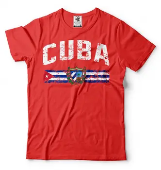 Тениска Cuba, тениска с националния флаг на кубинския наследство, мъжки памучен тениска