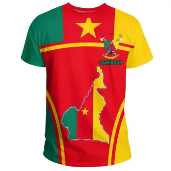 Тениска с флага на Камерун, Мъжки И Дамски Блузи, Лятна тениска, Градинска Тениска Harajuku Оверсайз, Спортни и Ежедневни тениска с къси ръкави 02
