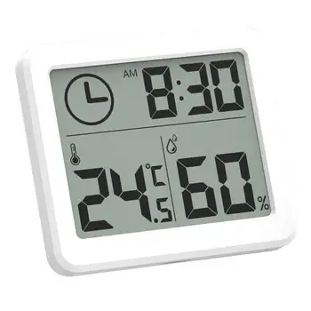 Термометър-влагомер електронен монитор на температурата и влажността, часовници