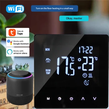 Умен термостат Sasha WiFi, електрическото подово отопление, дистанционно управление на температурата на водата/газов котел за Google Home Алекса home