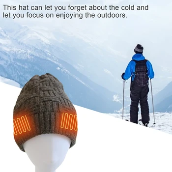 Утепляющая шапчица унисекс, вязаная топла шапка, ски капачка със защита от студ, шапчица-бини с подгряване за почивка в студено време