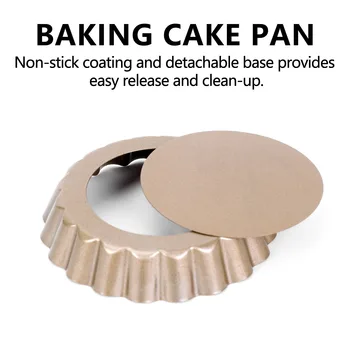 Форма за торта, 4-инчов форма за мини пай с яйчен крем, форма с подвижна дъно и незалепващо покритие, за печене на фурна, форма за пай от въглеродна стомана Gold.(4 опаковки)