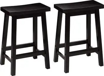 Фундаменти, височина шкафове, комплект от две дървени столове без облегалка, черна