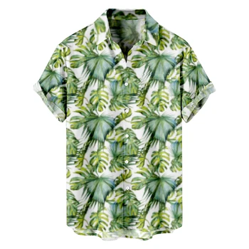 Хавайски ризи Летни Дамски Мъжки Модни Забавни всеки ден с къс ръкав