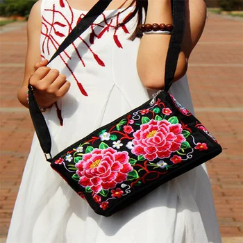 Чанта в етнически стил Юнан, на бродирани женствена чанта през рамо, напълно бродирана чанта през рамо за жени, дамски чанти за ръце
