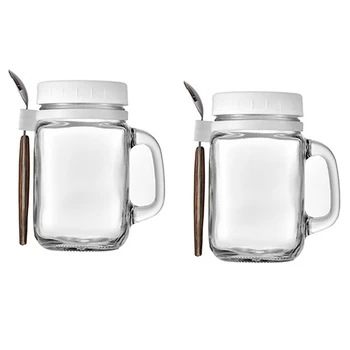 Чаша за мляко от 2 теми с дръжка и лъжица, стъклени буркани за съхранение, многократно затваряща чаша за пътуване