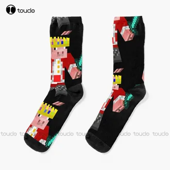 Чорапи Technoblade King Високо качество, с приятен елегантен модел от картун Kawai, Сладък памук чорап, Скъпа модел, забавен есента карикатура в стил ретро