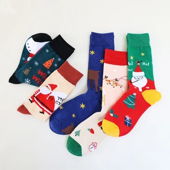 Чорапи с коледен дизайн Новост, Забавни луди чорапи до глезена на крака за жени и мъже, подаръци 066C